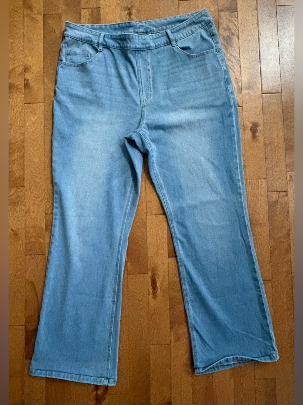 Halara Womens Stretch Denim Wide Leg Pants Size XL Regular Light Wash Elastic